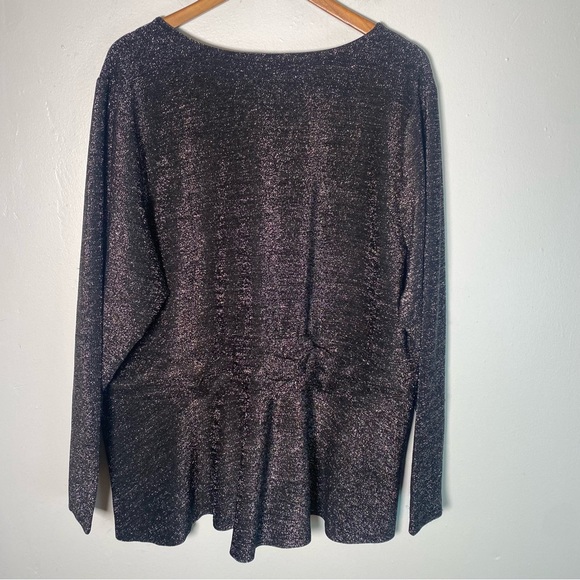 Lane Bryant Twist-Front Peplum Black Top Blouse Size 26/28 - Picture 6 of 8